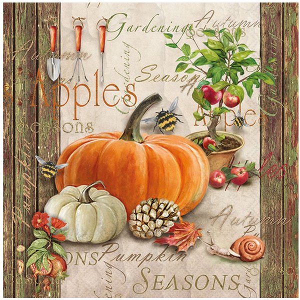 Ambiente Luxury Paper Products Papierserviette, Servietten Papier 33x33cm 3-lagig mit Kürbis Herbstmotiv 20 Stk.