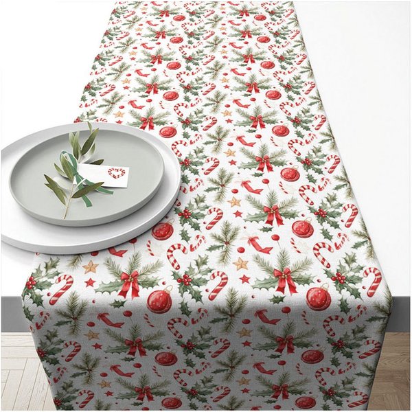 Ambiente® Tischläufer Christmas elements (1-tlg, 1-teilig), Tischläufer Tischdecke ca.40x150cm Baumwolle