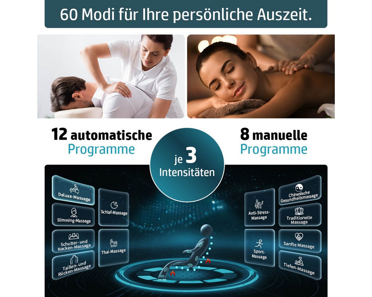 AMBINESS Massagesessel Relaxsessel YUNA, 60 Massageprogramme, deutsche Bediensprache, 3D-Massagetechnologie Ganzkörpermassage + Wärmefunktion – Bild 2 von 5