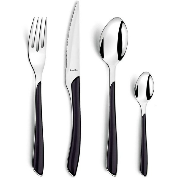 Amefa Besteck-Set ECLAT (24-tlg), 6 Personen, Edelstahl Rostfrei 18/0, spülmaschinenfest, in schwarz, hochglanzpoliert