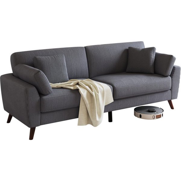 AMERLIFE Big-Sofa 220 cm 2-Sitzer Cord Sofa in Grau, modernes Wohnzimmer Sofa, 1 Teile, 19 cm Beine, Belastbar bis 450 kg