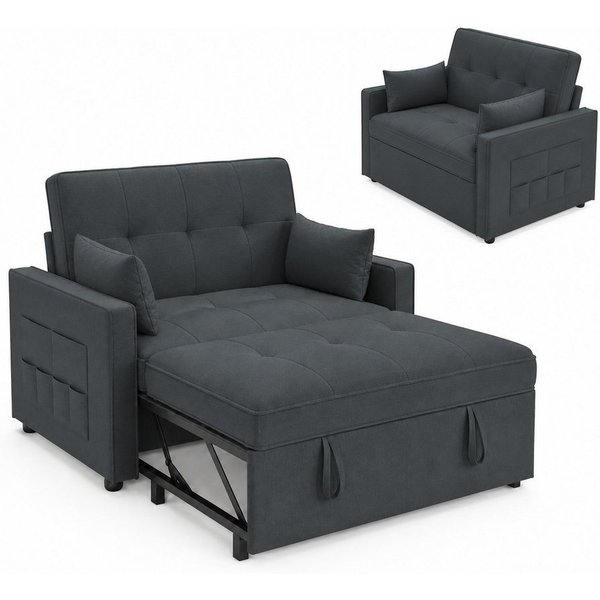 AMERLIFE Schlafsofa mit 5-stufiger Verstellung, 3-in-1, Dunkelgrau, 1 Teile, Verstellbare Kopfstütze