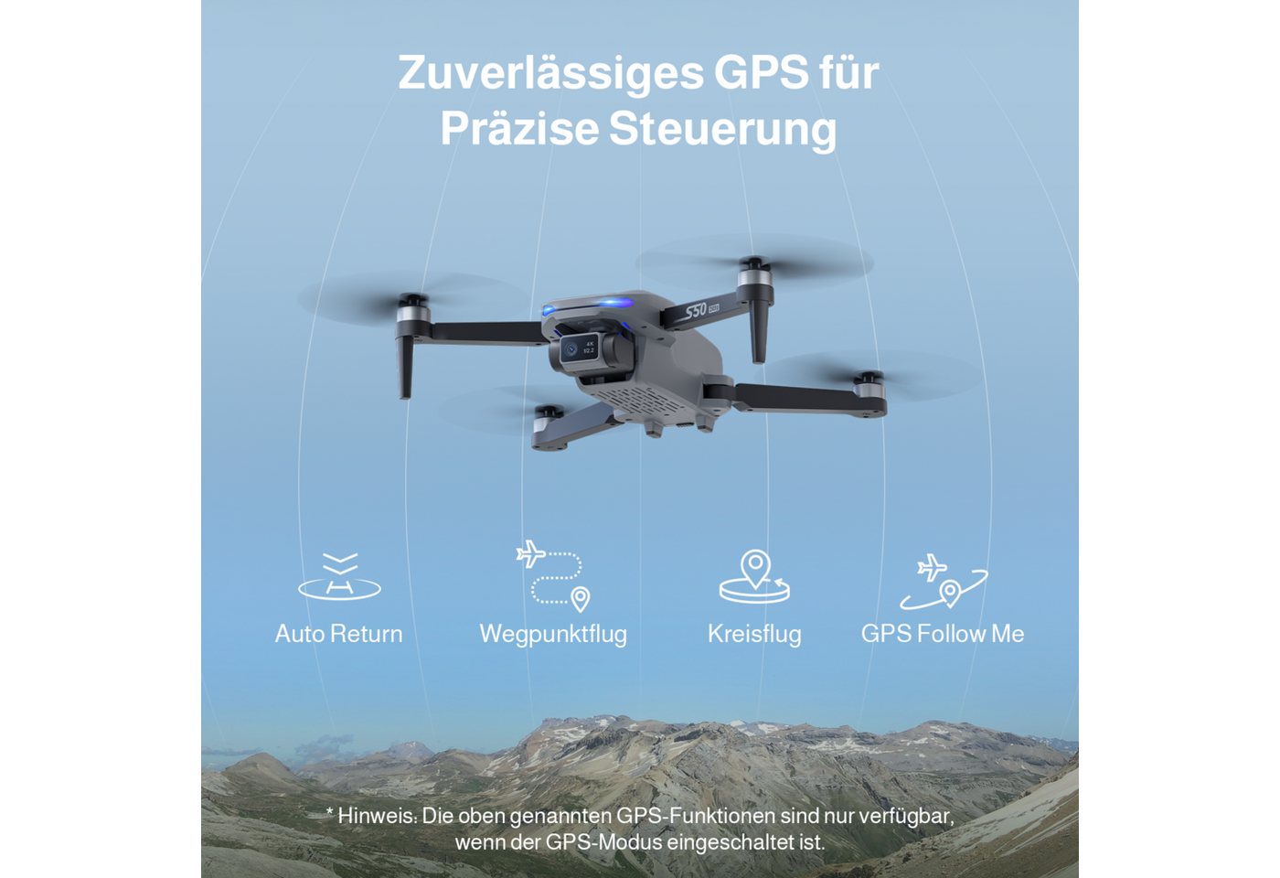 AMETA GPS FPV Drohne mit 4K Kamera, 50 Min Flugzeit, 500M Reichweite Drohne (4K@20fps, 5G-WLAN-Bildübertragung, unter 249 g, GPS-Positionierung, Auto Return, Fo – Bild 3 von 5