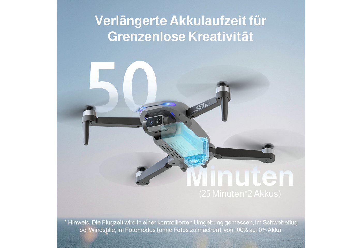 AMETA GPS FPV Drohne mit 4K Kamera, 50 Min Flugzeit, 500M Reichweite Drohne (4K@20fps, 5G-WLAN-Bildübertragung, unter 249 g, GPS-Positionierung, Auto Return, Fo – Bild 4 von 5