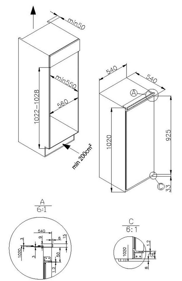 Amica Einbaukühlschrank EKSS 361 216, 102 cm hoch, 54 cm breit, Ruhig, übersichtlich, passend – dein Kühlschrank für jeden Tag – Bild 5 von 5