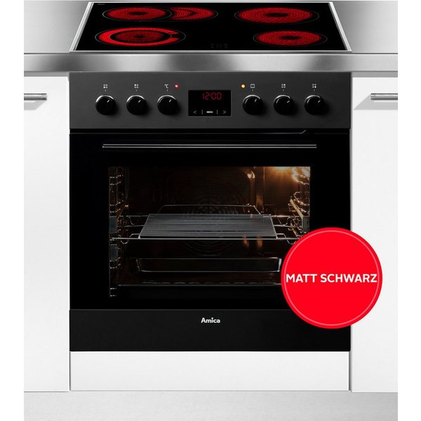 Amica Elektro-Herd-Set EHC 12921 SM, mit Backauszug, Steam Clean, Komfortables Kochen und Backen mit leichtem und sicherem Handling