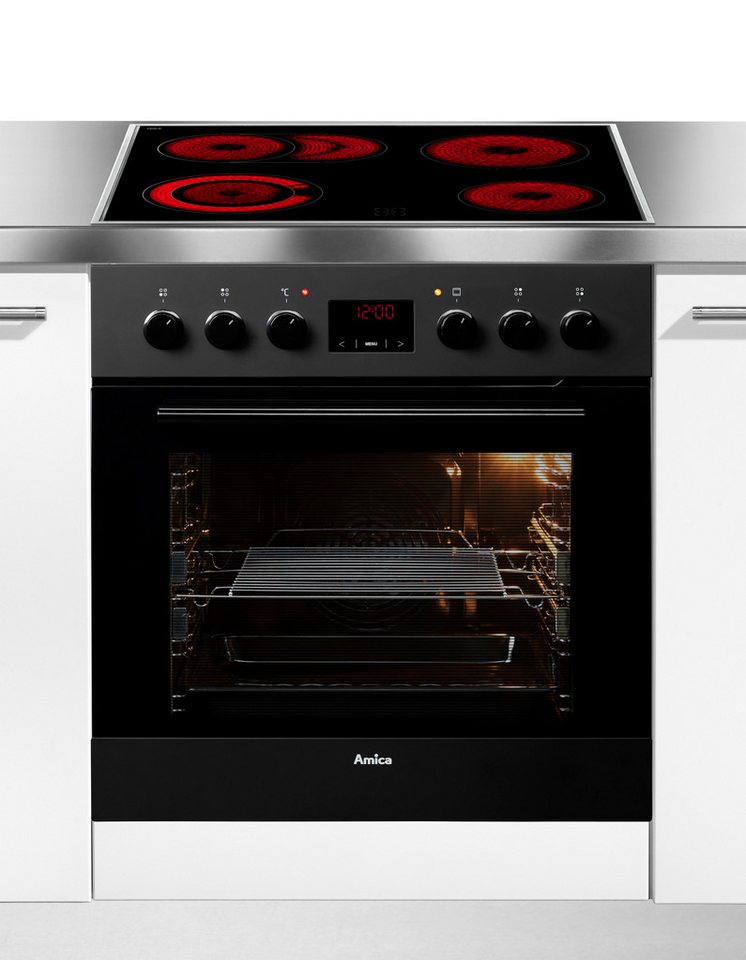 Amica Elektro-Herd-Set EHC 12921 SM, mit Backauszug, Steam Clean, Komfortables Kochen und Backen mit leichtem und sicherem Handling – Bild 2 von 5