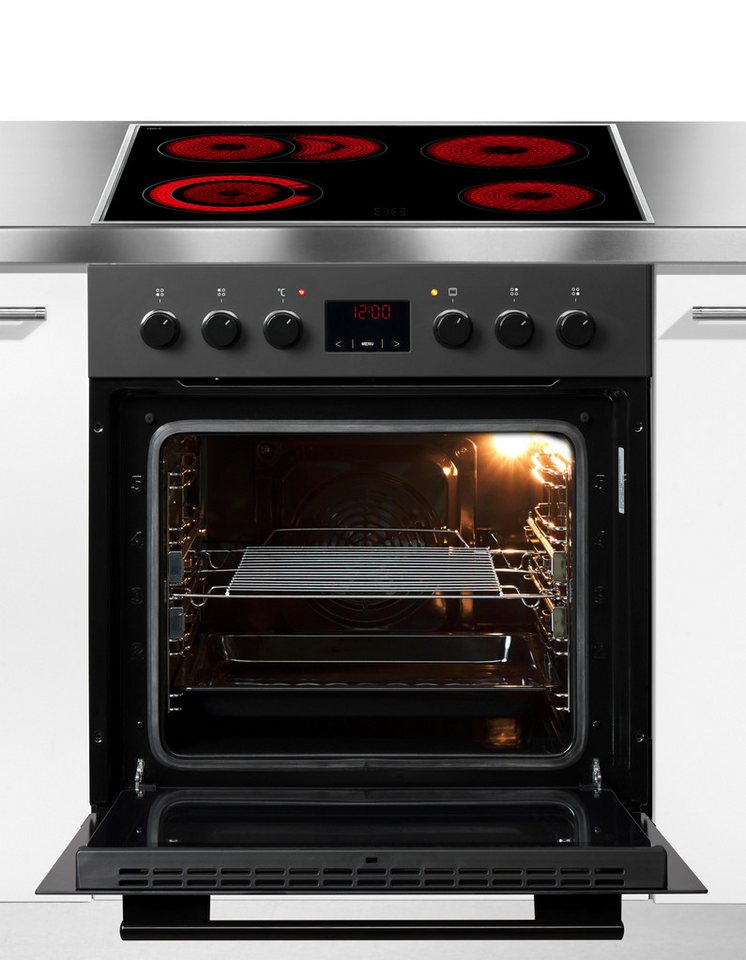 Amica Elektro-Herd-Set EHC 12921 SM, mit Backauszug, Steam Clean, Komfortables Kochen und Backen mit leichtem und sicherem Handling – Bild 4 von 5