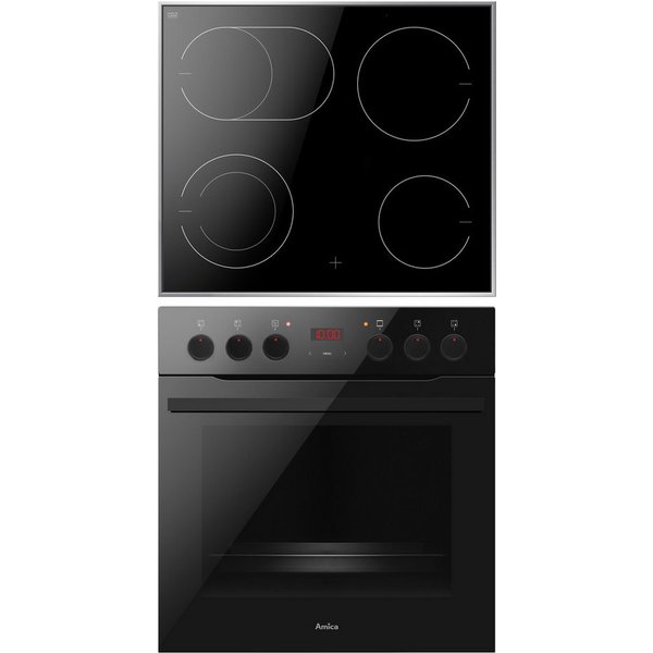 Amica Elektro-Herd-Set Fusion Design, mit 1-fach-Teleskopauszug, Steam Clean, Komfortables Kochen und Backen mit praktischer Unterstützung