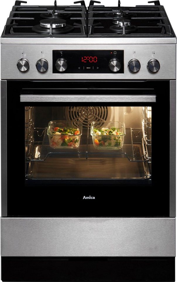 Amica Gas-Standherd SHEG 914 121 E, mit Teleskopauszug nachrüstbar, Steam Clean, Vertrauter Kochkomfort mit Gas und angenehmer Handhabung – Bild 2 von 5