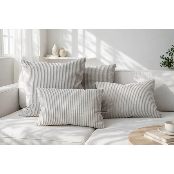 Amilian Dekokissen Sofakissen Cord-Optik 4er Set mit Füllung 2x 40x40 + 2x 35x45 cm, mit Füllung, Hotelverschluss, formstabil