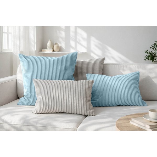 Amilian Dekokissen Sofakissen Cord-Optik 4er Set mit Füllung 2x 40x40 + 2x 35x45 cm, mit Füllung, Hotelverschluss, formstabil