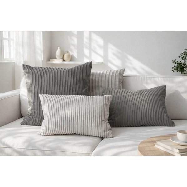 Amilian Dekokissen Sofakissen Cord-Optik 4er Set mit Füllung 2x 40x40 + 2x 35x45 cm, mit Füllung, Hotelverschluss, formstabil