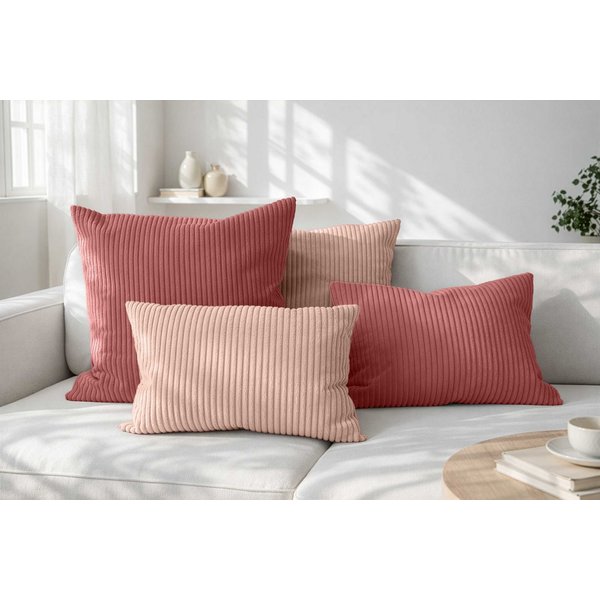Amilian Dekokissen Sofakissen Cord-Optik 4er Set mit Füllung 2x 40x40 + 2x 35x45 cm, mit Füllung, Hotelverschluss, formstabil