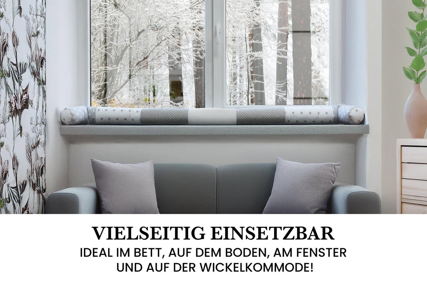 Amilian Nestchenschlange Bettschlange 210cm - Seitenschläferkissen - Nestschlangen, (Nestchenschlange für Kinderbett, Nestchen, Bettumrandung als Kopfschutz, Ka – Bild 5 von 5