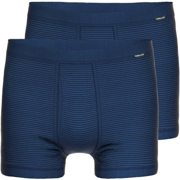 Ammann Retro Boxer 2er Pack Jeans Feinripp (Spar-Set, 2-St) Retro Short / Pant - Baumwolle - mit Eingriff