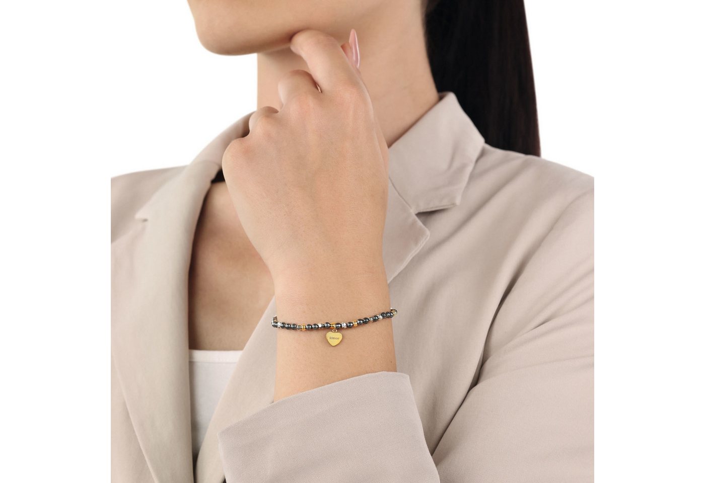 Amor Armband Herz, mit Hämatit - mit Muschelkernperle – Bild 3 von 3