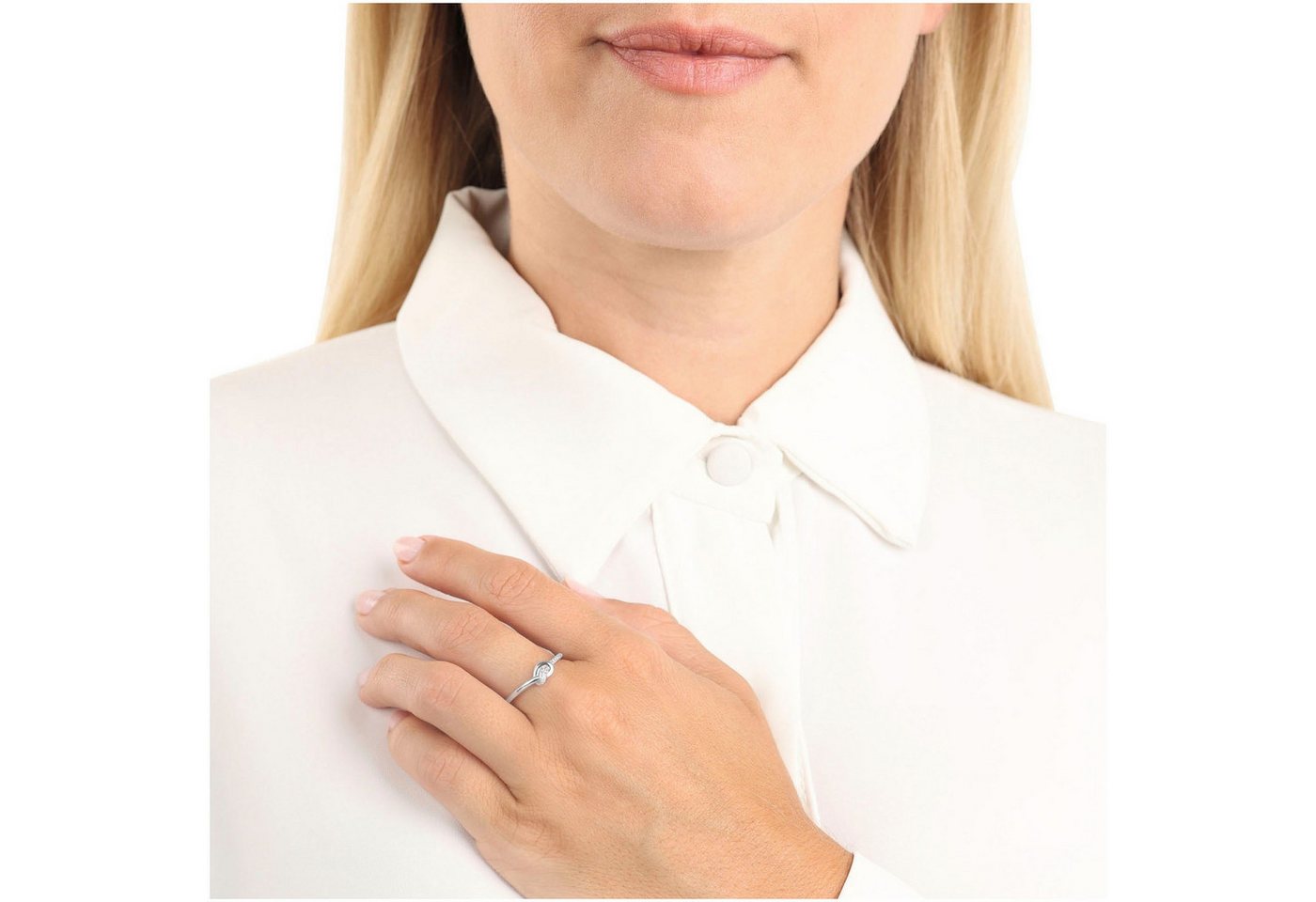 Amor Fingerring Knoten-Optik, mit Zirkonia (synth) – Bild 3 von 3