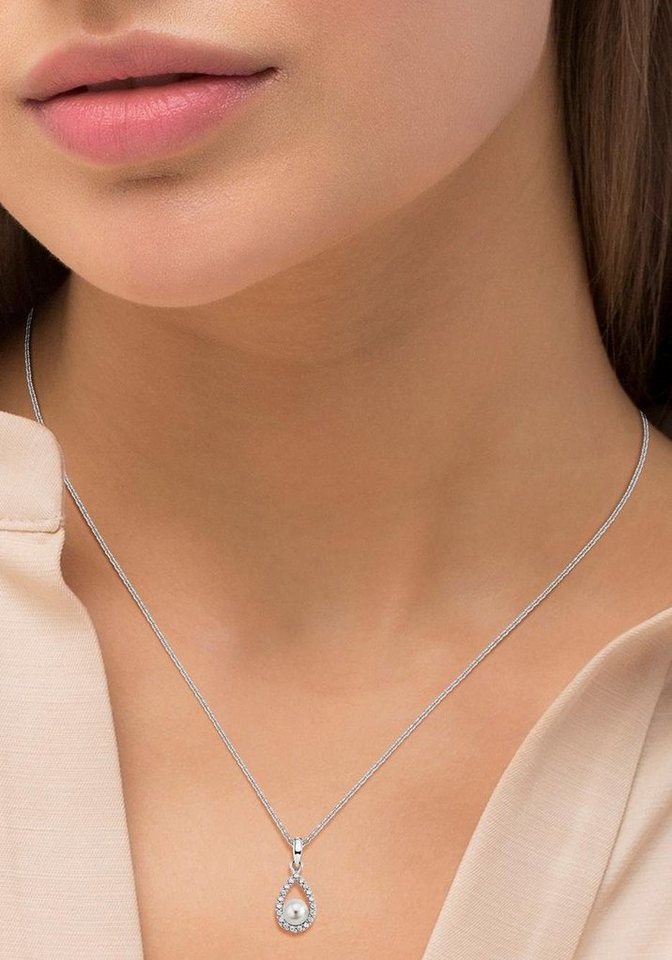 Amor Kette mit Anhänger, mit Zirkonia (synth) - mit Süßwasserzuchtperle – Bild 2 von 2