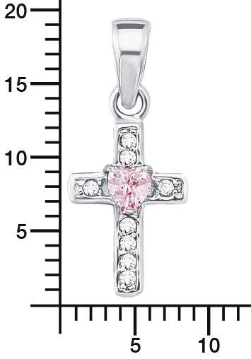 Amor Kette mit Anhänger rosa Herz, Kreuz, mit Zirkonia (synth) – Bild 2 von 3