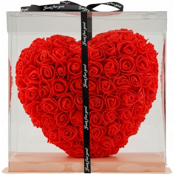 AMORE MIO Dekoobjekt Rosenherz 25 cm Geschenkbox Valentinstag Dekofigur Rot (Geschenkset Rosenherz Dekoration mit Geschenkbox und Band, Rosenherz 25 cm in Gesch