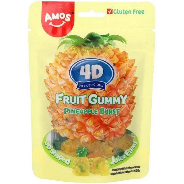 AMOS Süßigkeit, Amos Peelerz Pineapple Burst Gummy tropisches Fruchtgummi 65g