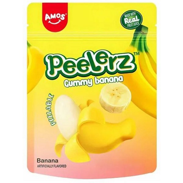 AMOS Süßigkeit, Amos Peelerz Banana Gummy tropisches weiches Mini Fruchtgummi 65g