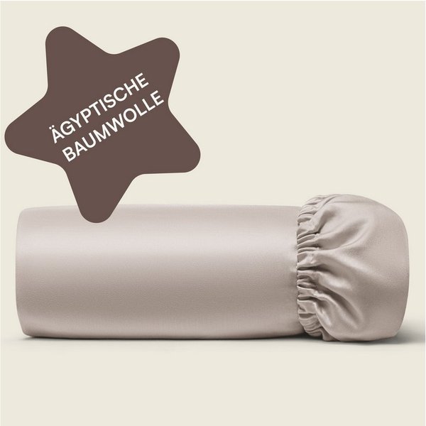 Amqua Spannbettlaken, Premium Mako Satin Spanntuch, 100% ägyptische Baumwolle, Gummizug: rundum, weiche & atmungsaktive Bettlaken / Laken für Matratzen bis 30cm