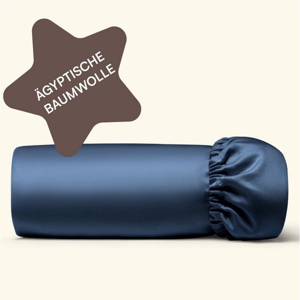 Amqua Spannbettlaken, Premium Mako Satin Spanntuch, 100% ägyptische Baumwolle, Gummizug: rundum, weiche & atmungsaktive Bettlaken / Laken für Matratzen bis 30cm