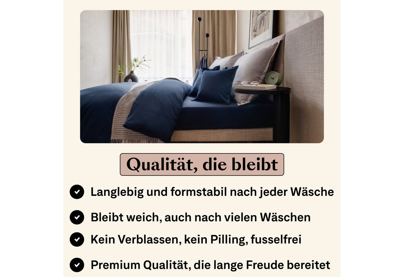 Amqua Spannbettlaken, Premium Mako Satin Spanntuch, 100% ägyptische Baumwolle, Gummizug: rundum, weiche & atmungsaktive Bettlaken / Laken für Matratzen bis 30cm – Bild 3 von 5
