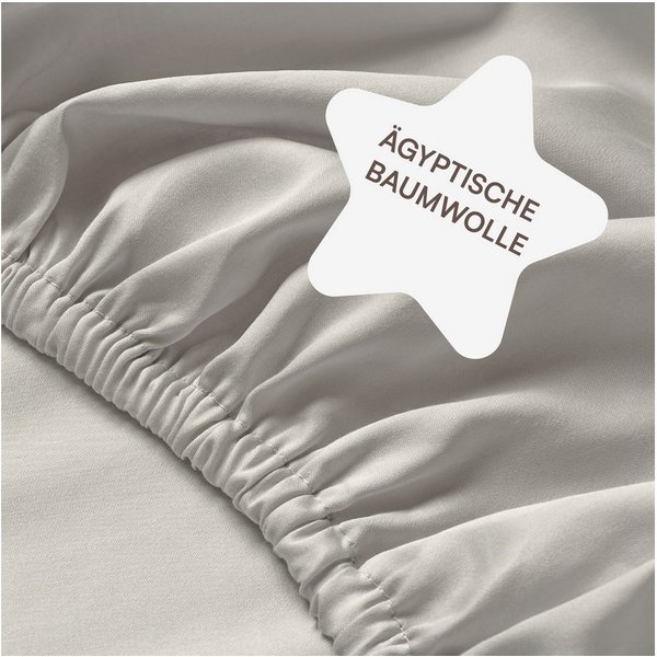 Amqua Spannbettlaken, Premium Mako Satin Spanntuch, 100% ägyptische Baumwolle, Gummizug: rundum, weiche & atmungsaktive Bettlaken / Laken für Matratzen bis 30cm