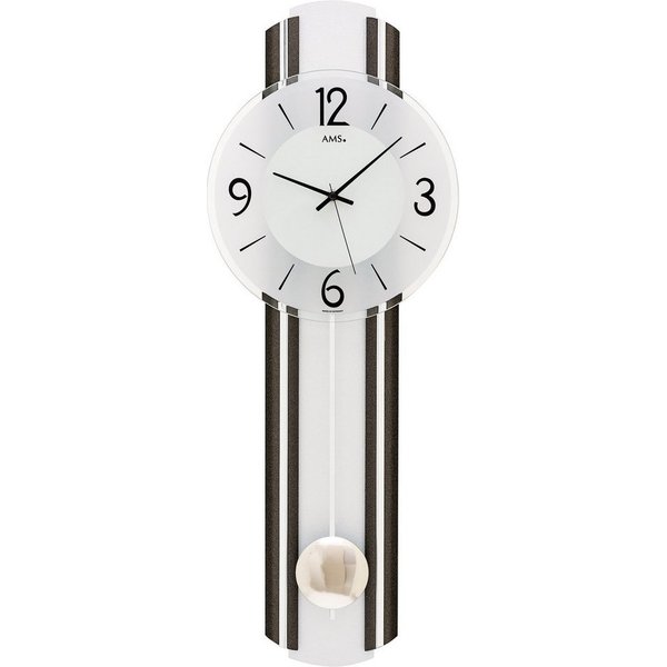 AMS Pendelwanduhr W7230 (Made in Germany,Quarzuhr,Holzgehäuse,Esszimmer,Wohnzimmer)