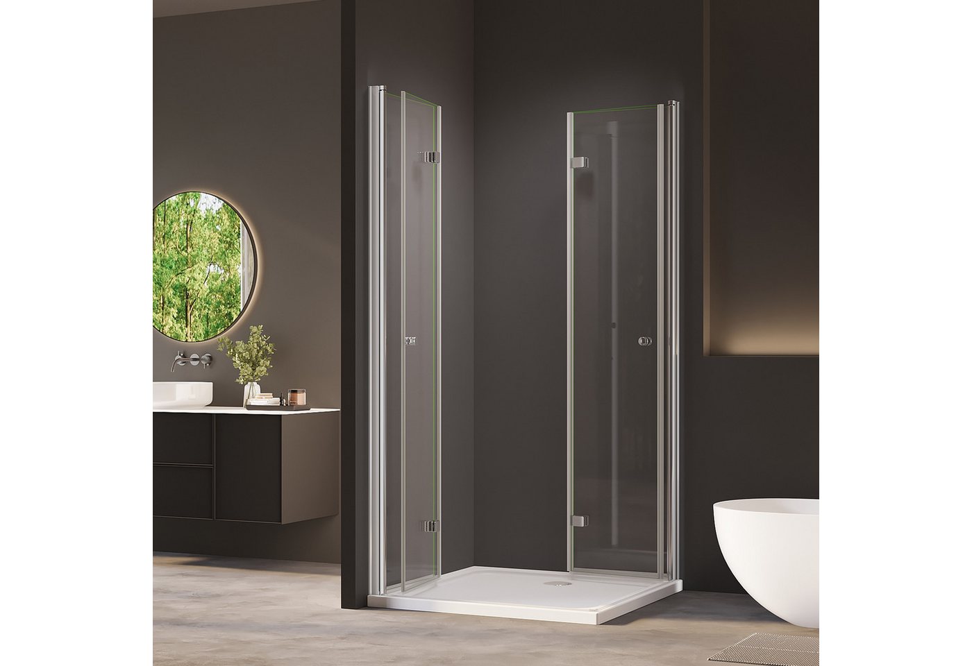 AmuseVera Eckdusche Falttür Duschwand Eckeinstieg Duschkabine Faltdusche Doppel Duschtüren, BxT: 70x70 cm, Einscheibensicherheitsglas, Set, mit hochwertigen Alu – Bild 3 von 5
