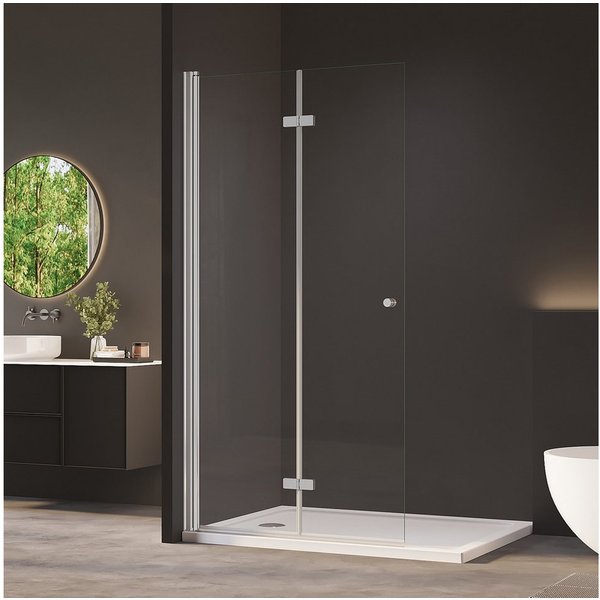 AmuseVera Walk-in-Dusche Duschwand Duschabtrennung Glaswand Faltwand Glas, Sicherheitsglas, (Set, Duschwand für Dusche), Drehfalttür Faltdusche Glaswand Duschfa
