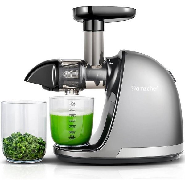 AMZCHEF Slow Juicer ZM1501, 150,00 W, Saftpresse Elektrisch, Entsafter Gemüse und Obst BPA Frei