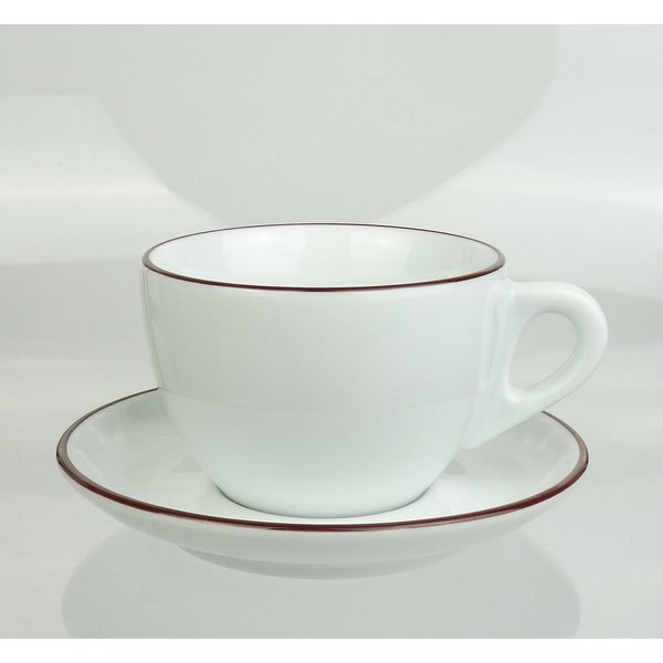 Ancap Cappuccinotasse dickwandig, brauner Rand, Made in Italy, 2-tlg., Porzellan, 2-teilig