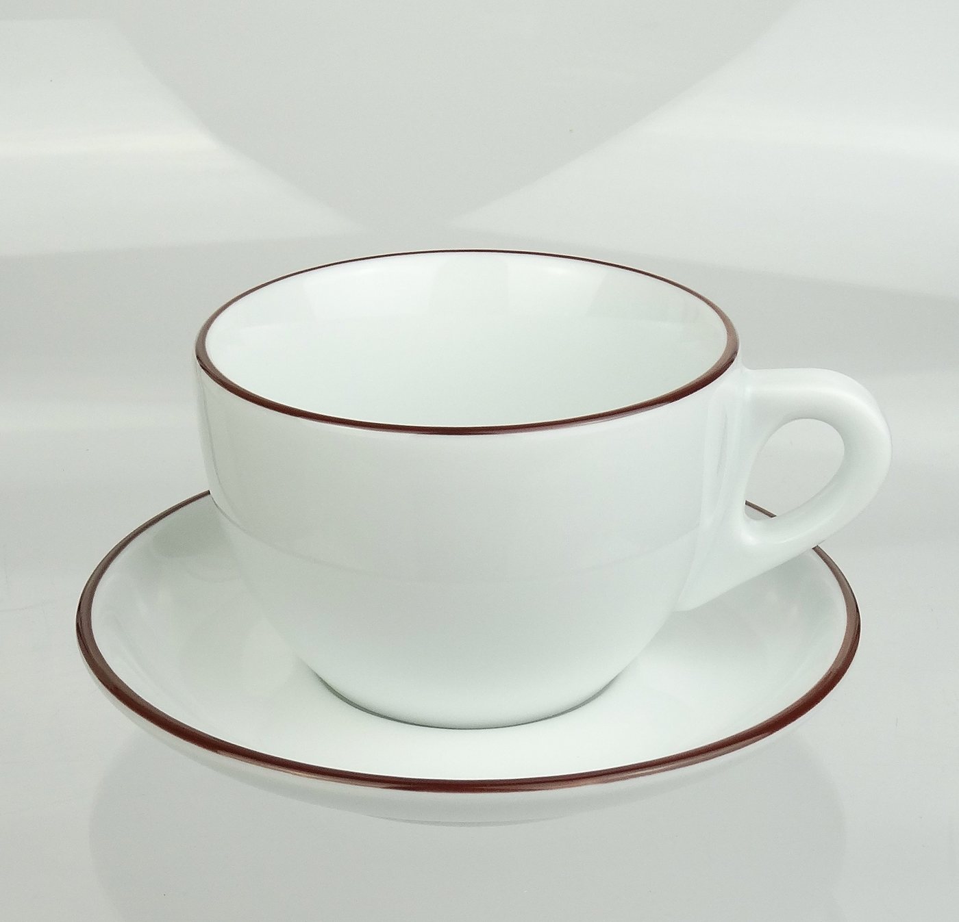 Ancap Cappuccinotasse dickwandig, brauner Rand, Made in Italy, 2-tlg., Porzellan, 2-teilig – Bild 5 von 5