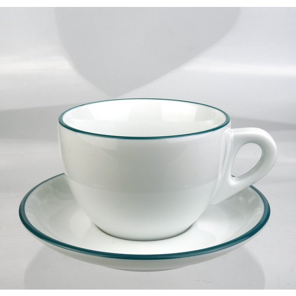 Ancap Cappuccinotasse dickwandig, blaugrüner Rand, Made in Italy, 2-tlg., Porzellan, 2-teilig