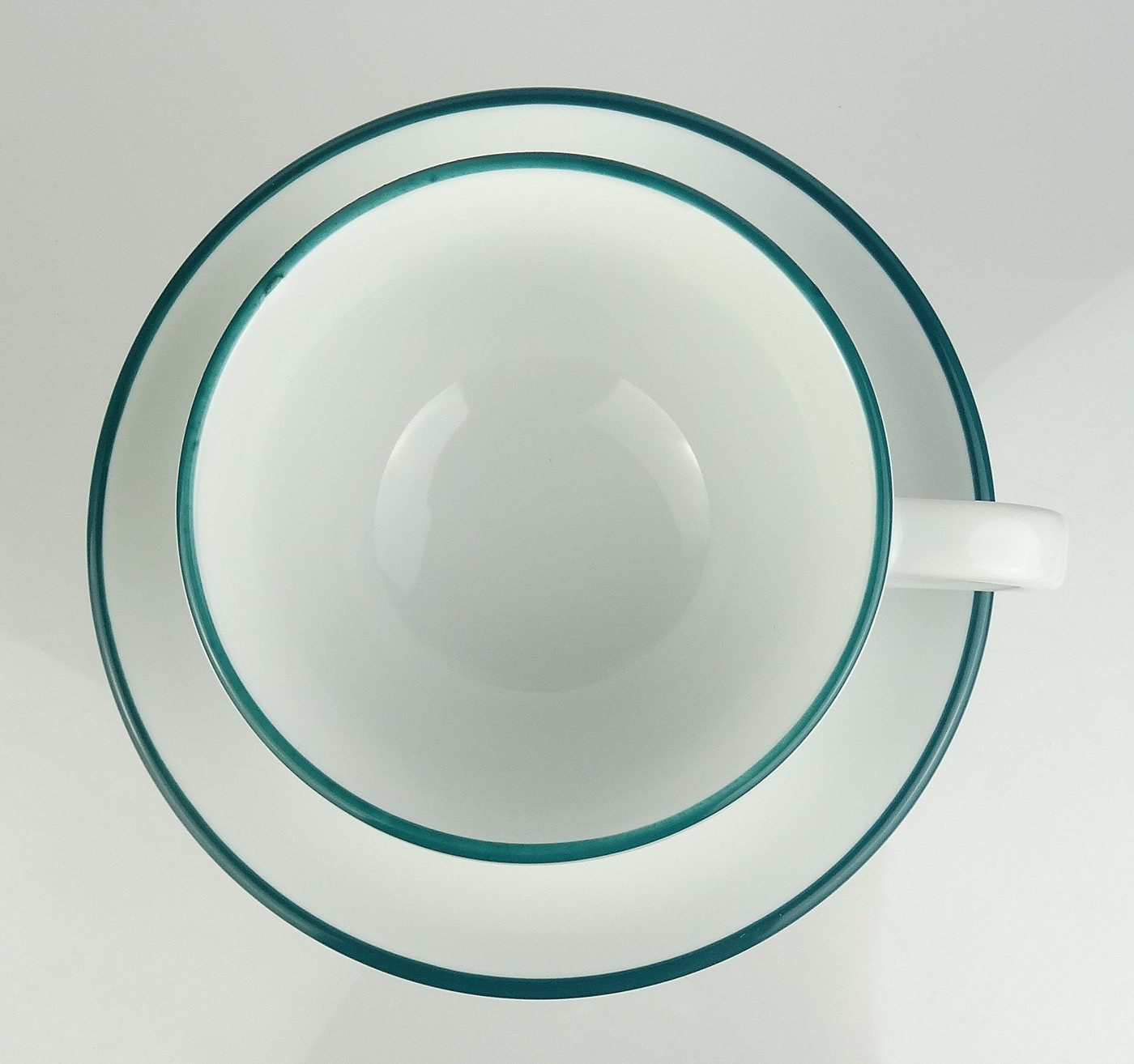 Ancap Cappuccinotasse dickwandig, blaugrüner Rand, Made in Italy, 2-tlg., Porzellan, 2-teilig – Bild 2 von 3