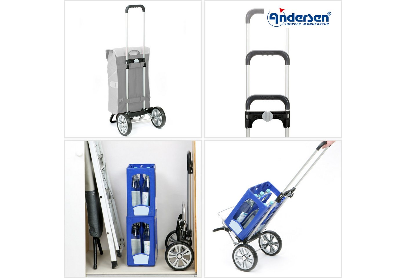 Andersen Einkaufstrolley Alu Star Shopper Sofia rot, klappbar, höhenverstellbar, belastbar bis 40kg, wasserabweisend – Bild 4 von 5