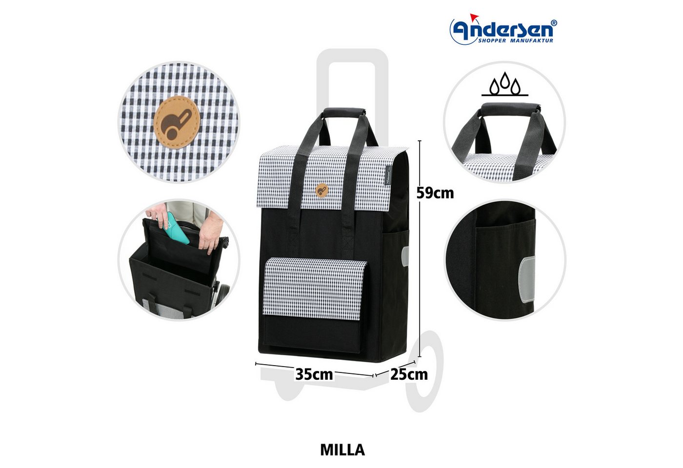 Andersen Einkaufstrolley Quattro Shopper Milla schwarz – Bild 3 von 5
