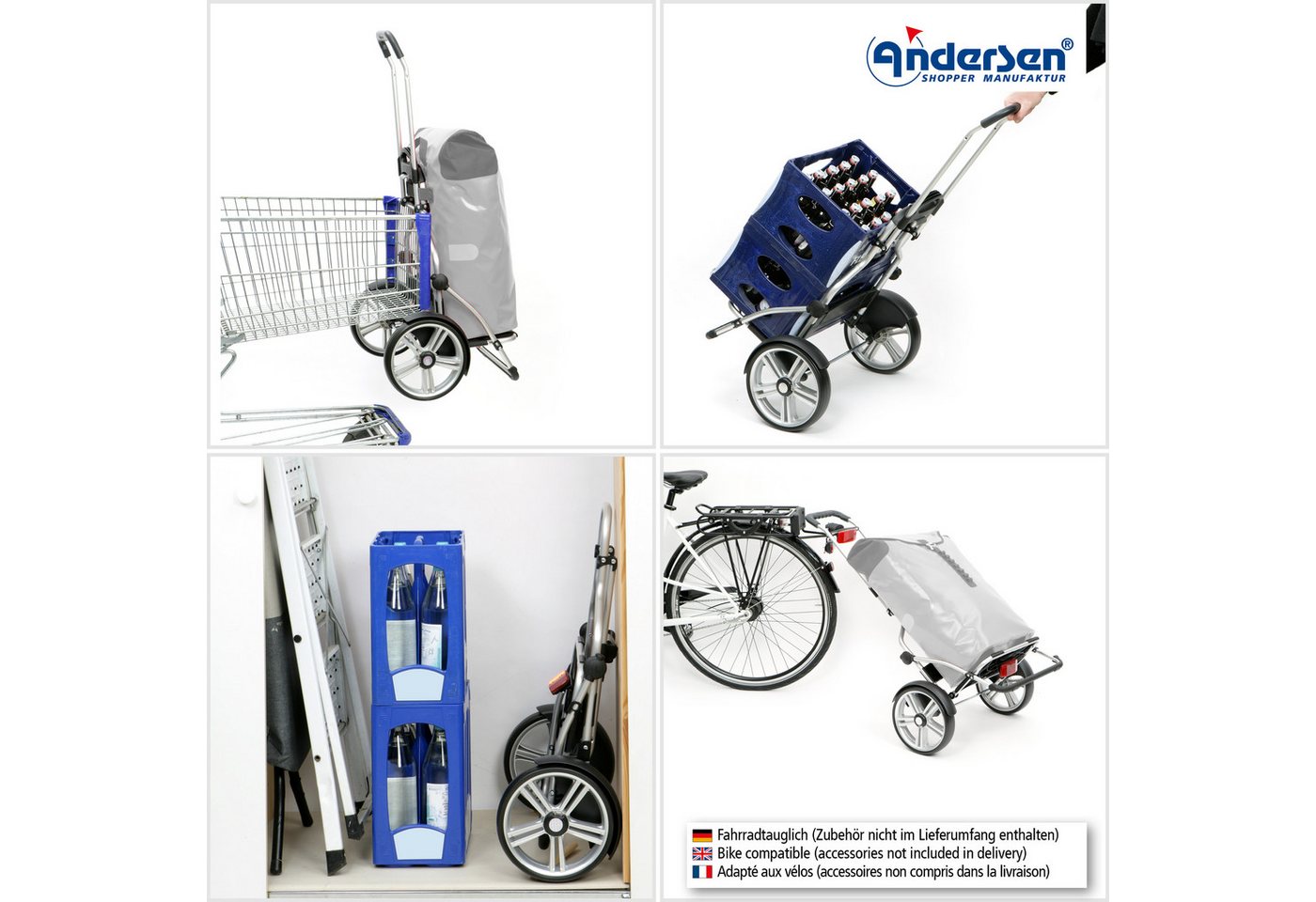 Andersen Einkaufstrolley Royal Sh. Plus m. 25cm kugelgel. Flüsterrad, klappbare Ladefläche, belastbar bis 50kg – Bild 2 von 5
