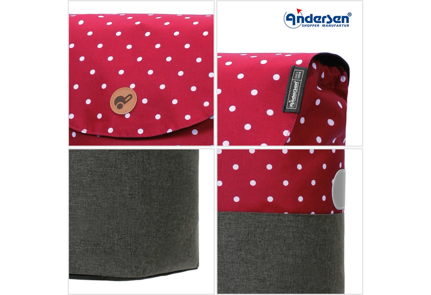 Andersen Einkaufstrolley Scala Shopper Duko rot, belastbar bis 40kg, wasserabweisend – Bild 5 von 5
