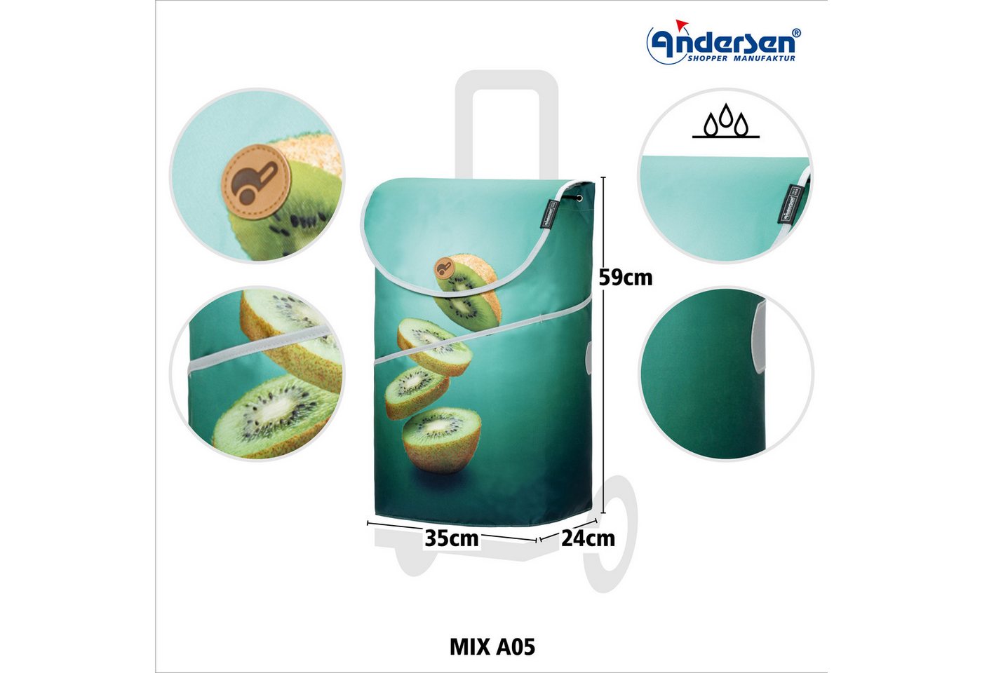 Andersen Einkaufstrolley Scala Shopper MIX A05, belastbar bis 40kg, wasserabweisend – Bild 3 von 5