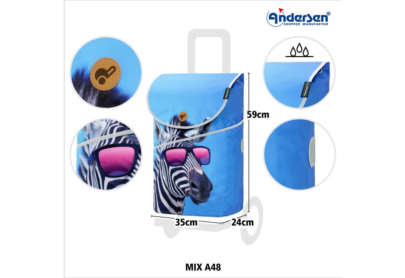Andersen Einkaufstrolley Scala Shopper MIX A48, belastbar bis 40kg, wasserabweisend – Bild 3 von 5
