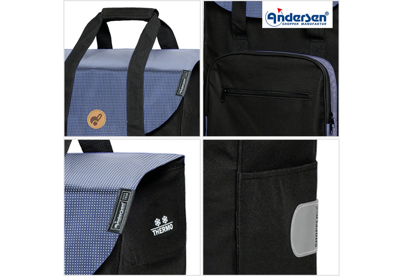 Andersen Einkaufstrolley Tasche Wismar schwarz, Thermofach 15 Liter, wasserabweisend – Bild 3 von 4