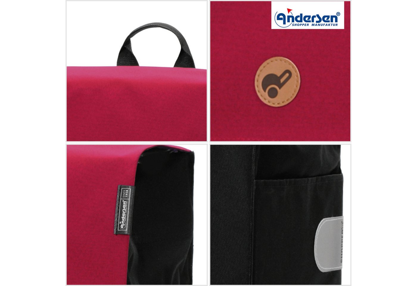 Andersen Einkaufstrolley Treppenst. Scala Sh. Hera rot, belastbar bis 40kg, wasserabweisend – Bild 5 von 5