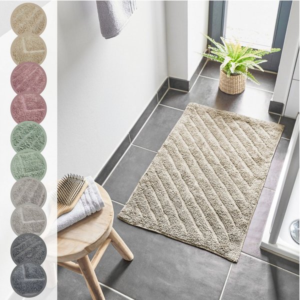 Andiamo Badematte Havanna, 50xca. 80 cm, Badvorleger, Badezimmer Teppich, Höhe 7,5 mm, schnell trocknend, fußbodenheizungsgeeignet, Baumwolle, Polyester, rechte