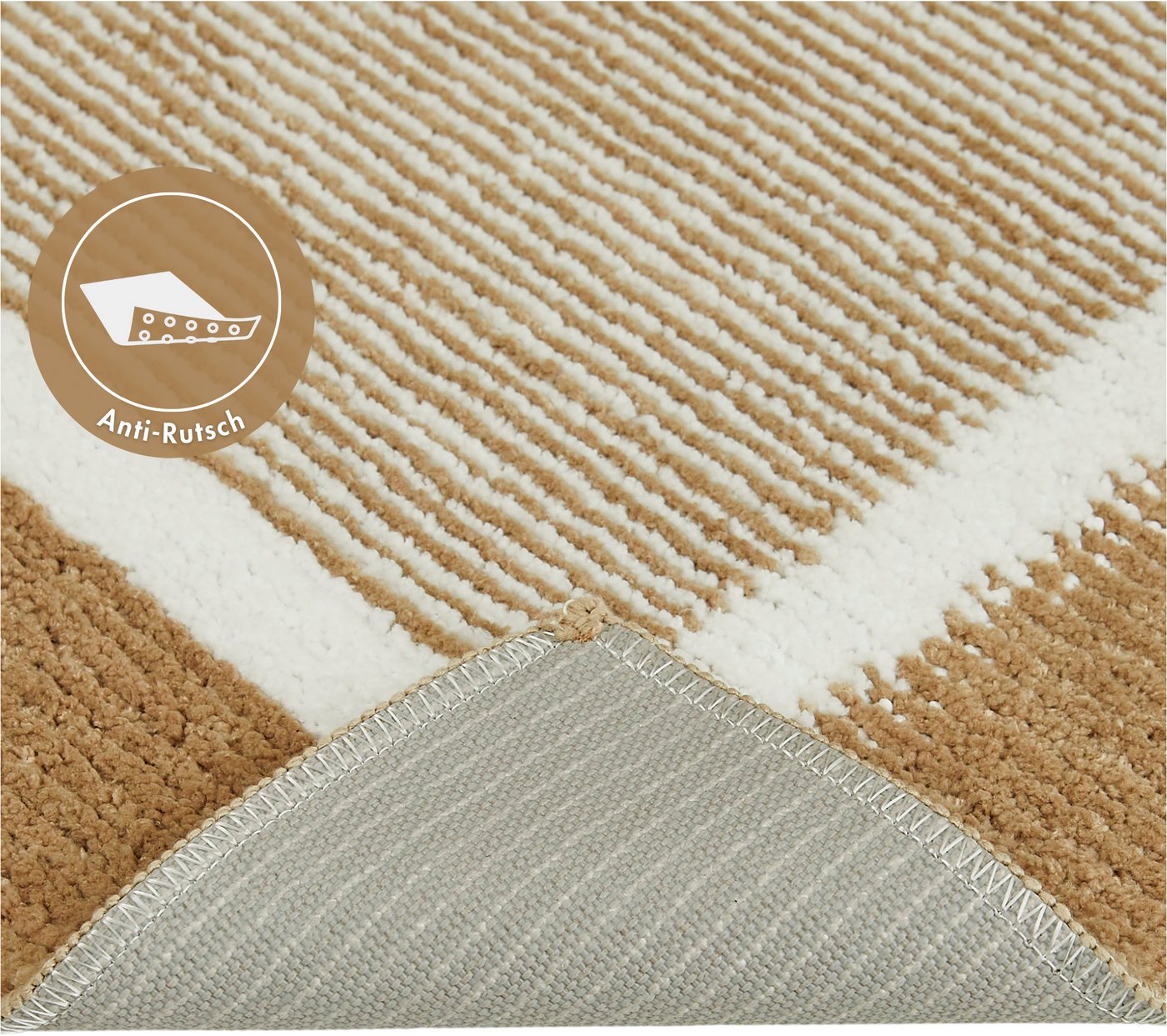 Andiamo Badematte Maui, Höhe 15 mm, rutschhemmend beschichtet, fußbodenheizungsgeeignet, Polyester, rechteckig, gestreift, mit Bordüre, auch als 2er Set erhältl – Bild 4 von 5