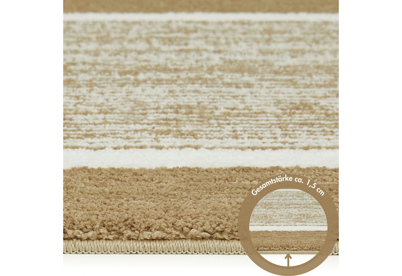 Andiamo Badematte Maui, Höhe 15 mm, rutschhemmend beschichtet, fußbodenheizungsgeeignet, Polyester, rechteckig, gestreift, mit Bordüre, auch als 2er Set erhältl – Bild 5 von 5